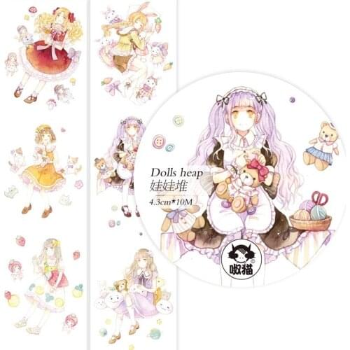 Lovely Dolls Girl Washi Tapes Bullet Journal Masking Tape Adhesive Tape DIY Scrapbooking Washi Stickers
