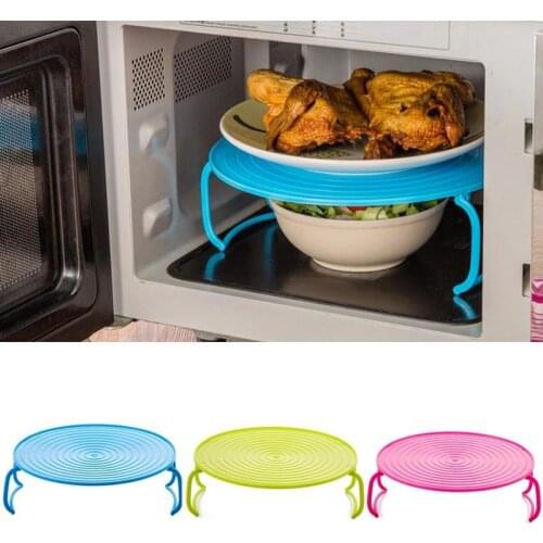 Multifunctional Microwave Oven Heating Layered Steam Rack Tray Rack Double-layer Insulation Tray Shelf Pot Pad(Random Color)