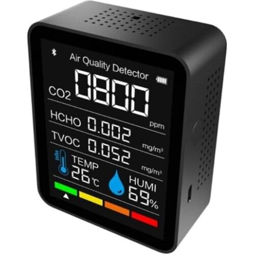 Air Quality Monitor Humidity Digital Air Quality Meterr CO2/HCHO/TVOC Accurate Tester Monitors Home Office Blueteeth