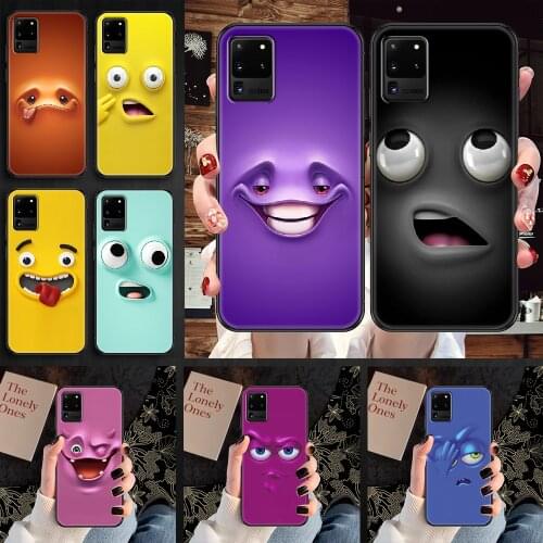 Cartoon Funny Face Phone case For Samsung Galaxy Note 4 8 9 10 20 S8 S9 S10 S10E S20 Plus UITRA Ultra black painting coque