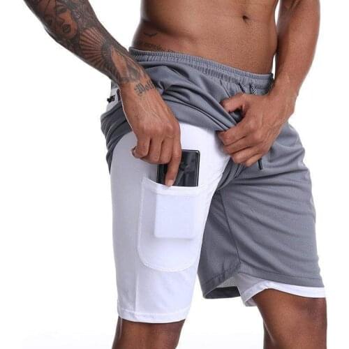 2021 Summer Fitness Running Shorts Men Quick Dry 2 in 1 Double-Deck Jogging Gym Beach Shorts Pants Sports Workout Casual Bottoms