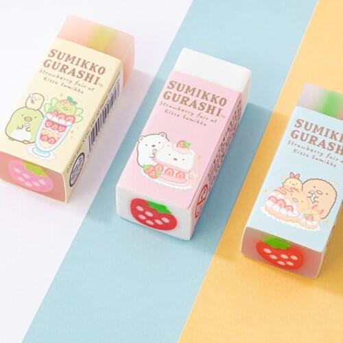 2021 New Rubber Corner Small Partner Strawberry Sandwich Series Children Cute Creative Student Kids School Supplies