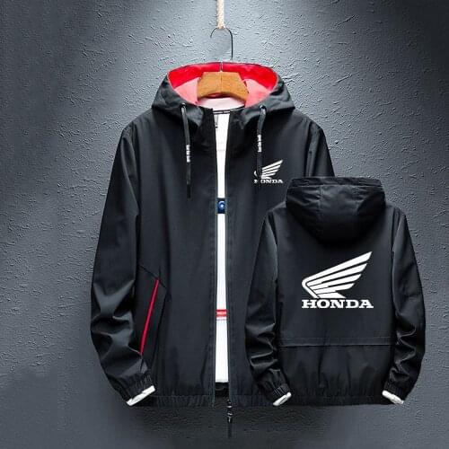 2021 Autumn New Mens Honda Car Logo Casual Jacket Zipper Hoodies Splice Windbreaker Rainproof Coats Fashion Trendy Men Clothing