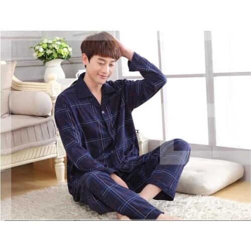 2021 new arrival fashion men sleeping cotton cloth turn-down collarcomfortable print free shipping
