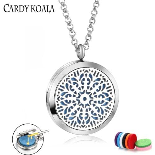 New Product Hollow Stainless Steel 316L Aromatherapy Pendant Necklace Couple Free Shipping