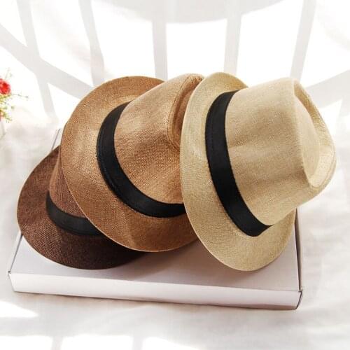 Solid Cotton and Linen Fabric Panama Hat Jazz Hat For Men And Womens Cowboy Fedora Hat Casual Beach Sunhat Gangster Cap