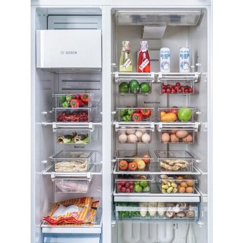 Refrigerator Organizer Transparent Plastic Kitchen Storage Box Compartment Fridge Drawer Storage Bin Food Keep Fresh Containers