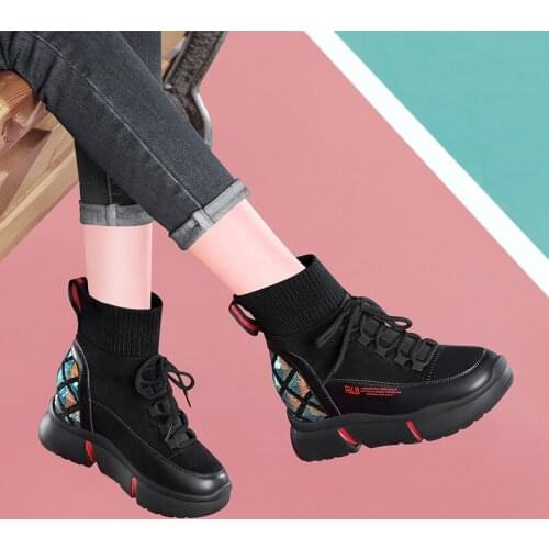 Autumn Winter Internal increase Sock boot 2021 New Casual Womens Shoes Short boots Women ankle running shoes sports Plus velvet