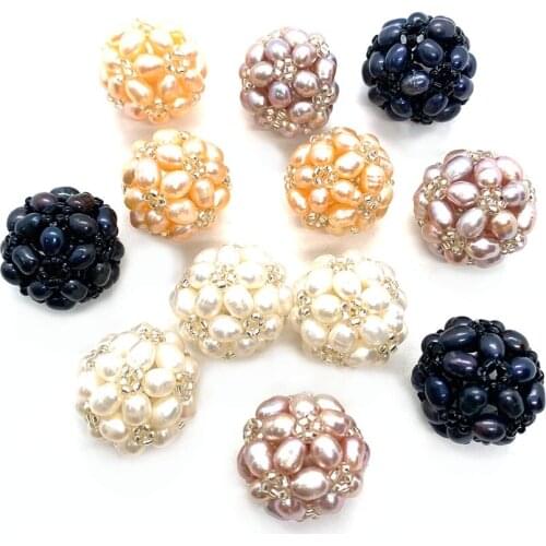 Natural Freshwater Pearl Ball Pendant Colorful Baroque Pearl Ladies Jewelry Making Accessories DIY Necklace Earring Charm Gift