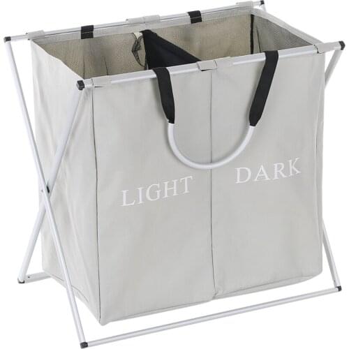Durable Foldable Laundry Bag Washing Dirty Clothes Laundry Hamper Basket Sorter Organizer Storage with Mesh Lid for Family Home