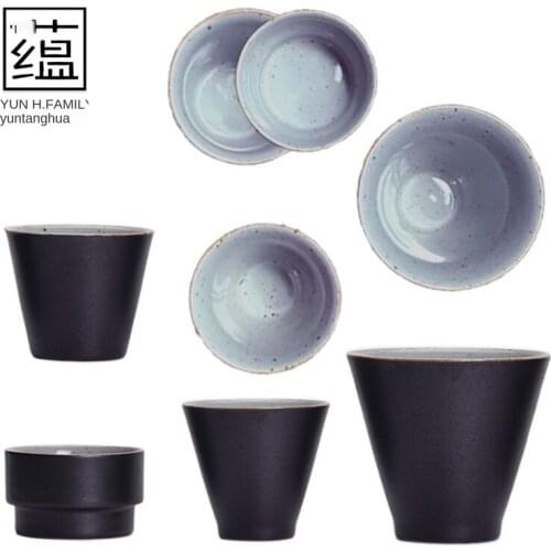 Handmade Coarse Pottery Water Sand Black Iron Glaze Tea Cup Ceramic Kung Fu Small Tea Cup Tea Cup Master Cup Single Cup Teacups