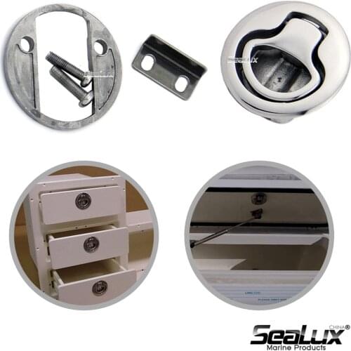 Sealux Round Flush Pull Slam Latch Stainless steel 316 for RV Boat Marine Deck Hatch Door Replacement