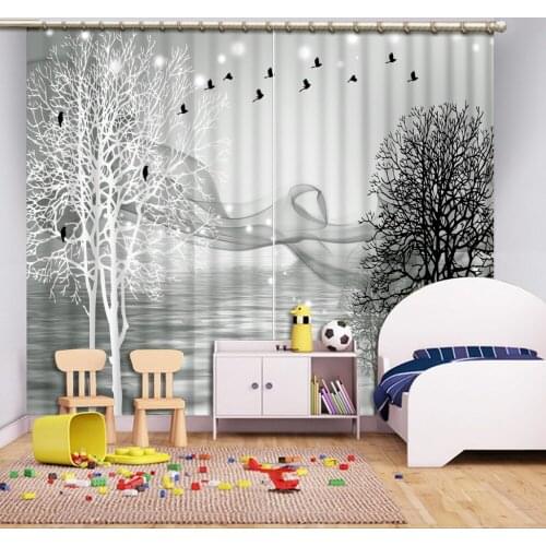 Dream grey curtains 3D Window Curtain Dinosaur print Luxury Blackout For Living Room Blackout curtain