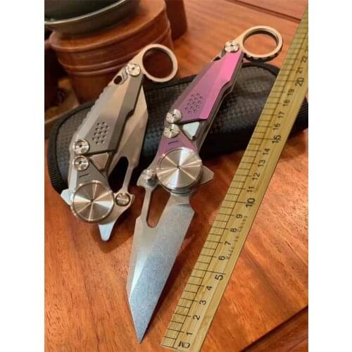 Folding knife m390 blade mechanical titanium alloy handle hunting knife outdoor camping sharp EDC self defense survival tool