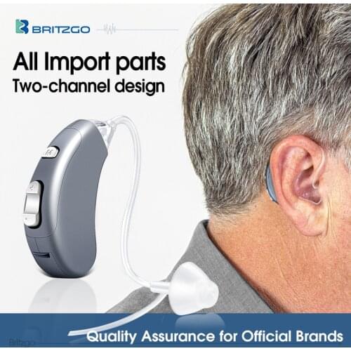 Britzgo Hearing Aid Hearing Amplifier Digital Smarter - P13 Germany Made Battery - Metal Blue - Behind-The-Ear Sound Amplifier