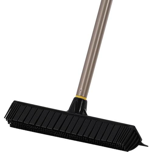 Cleanhome Telescopic Broom Rubber Bristles Carpet Brush with 53 Inch Adjustable Long Handle for Home Tile Floor Cleaning