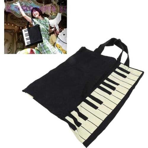 THINKTHENDO New Hot Fashion Black Piano Keys Music Handbag Tote Bag Shopping Bag Handbag