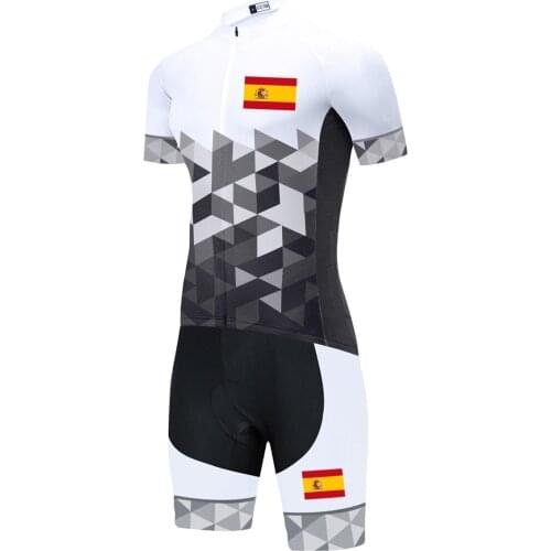 Short sleeved cycling jersey skinsuit 2021 White Spain Team MTB bike clothing ciclismo hombre jumpsuit 20D gel pad summer