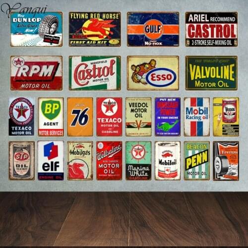 Motor Oil Vintage Metal Tin Signs Retro Garage Decor Plaque Bar Pub Gas Station Decorative Plates Gasoline Wall Sticker YA004
