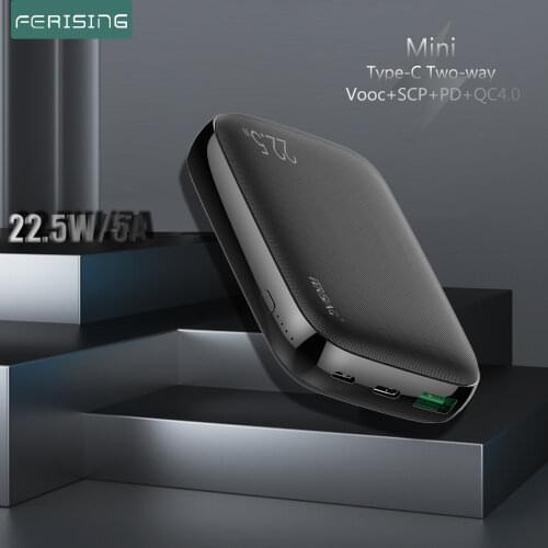 FERISING 10000mAh 5A Power Bank 22.5W USB Phone External Battery Charger VOOC SCP Quick Charge 3.0 PD For Huawei Mi10 Powerbank