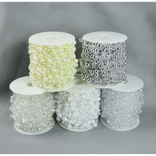 30M 3-8mm Fishing Line Artificial Pearls Flower Beads Chain Garland Flowers for Birthday Wedding Party Decoration Diy Accessorie