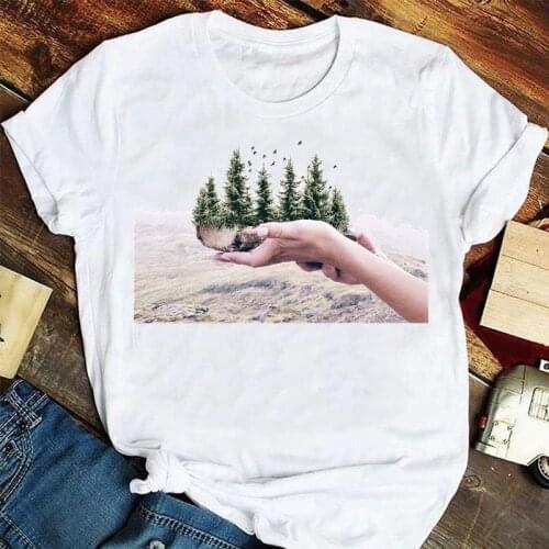 Women Fashion 90s Forest Short Sleeve Printing Summer Tshirts Fashion Clothes Graphic T Top Lady Print Female Tee T-Shirt