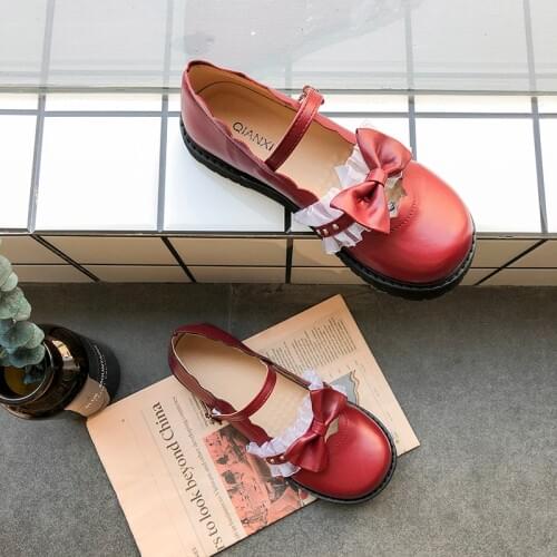 New Platform Sweet Loli Girls Female Kawaii Lace Bow Japanese Cute Anime Cosplay Lolita Shoes Women Harujuku Feminine Flats