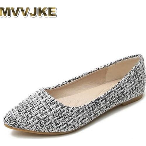 MVVJKEAutumn New Woman Casual Flats Shoes Women Pointed Toe Slip On Boat Shoes fashion Shallow mouth comfort single shoes women