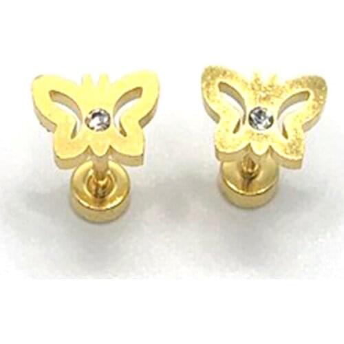 Golden Stainless Steel Earrings Womens Daily Jewelry Cartoon Earrings