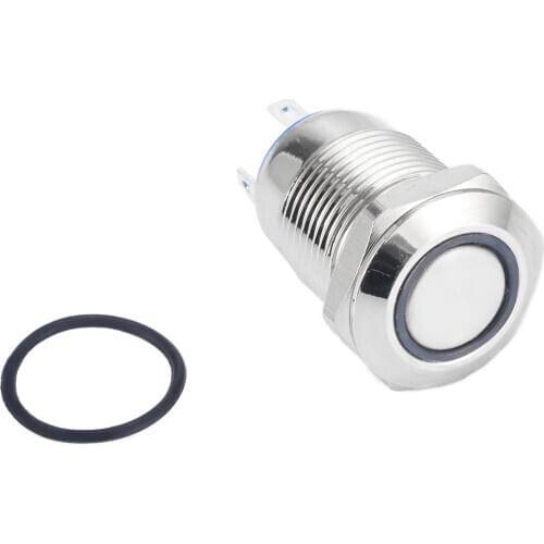 1pc Durable Silver Push Button Switch 4 Pin 12mm Mayitr Waterproof Mini Led Light Metal Momentary Switches for Outdoors Use