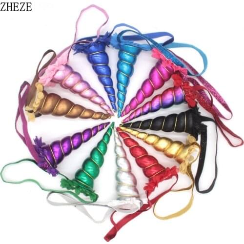 12PCS NEW 5'' Unicorn Horns Headband Girls And Kids Headwear Felt Padded Headband Hair Accessories DIY Unicorn