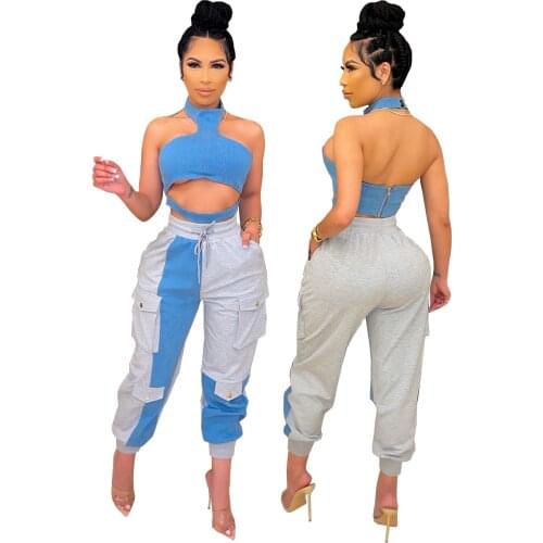 2021 Best Quality Famous Brand Women Set 2Pcs Hollow Out Color Contrast