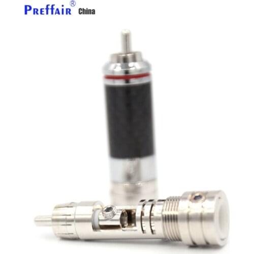 4Pcs Copper Rhodium Plated Non Solder Carbon Fiber RCA Connector Plug