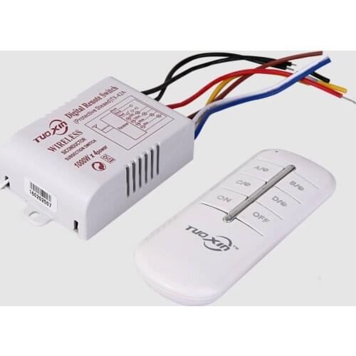 AC200V-240V 4 Way Lamps Wireless Remote Control Switch Receiver + Projector for Crystal Lamp/Pendant Light