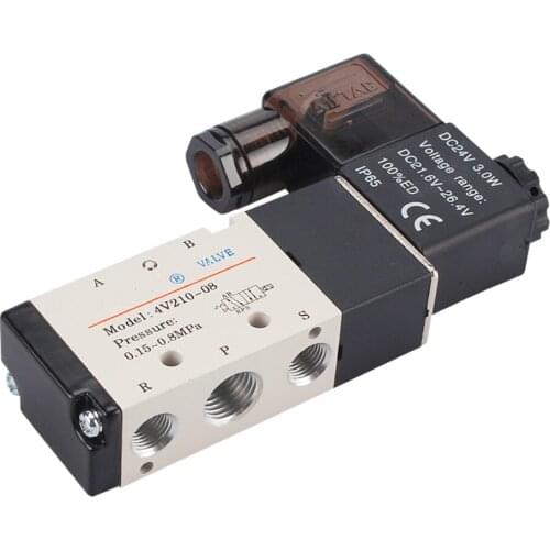 5 Way 2 Position Airtac Electric Solenoid Valve 4V210-08 1/4" Port Size