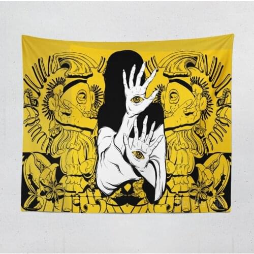 An Abstract Sketch Of A Tapestry Of Psychedelic Scenes From A Bohemian Hippie Mandala Wall Hangs Decorates A Room