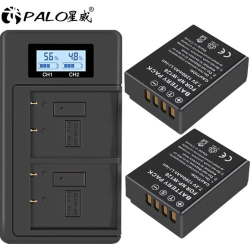 PALO1-4pcs 1200mAh NP-W126 NP W126 NPW126 Battery and LCD Dual Charger for Fujifilm Fuji X-Pro1 XPro1 X-T1 XT1 HS30EXR HS33EXR X