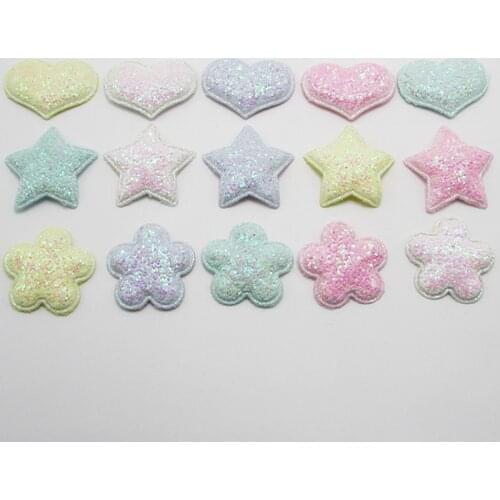 Glitter Paillette candy color Heart Pads Patches Appliques for Craft Clothes Sewing Supplies DIY Hair Clip Accessories