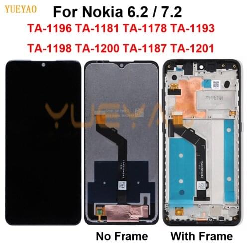 For Nokia 6.2 TA-1198 TA-1200 TA-1187 TA-1201 LCD Display Touch Screen Digitizer For Nokia 7.2 TA-1196 Lcds