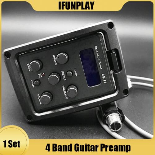 EQ-4T 4 Band Acoustic Guitar Preamp Electric Guitar EQ Equalizer Acoustic Guitar Preamp EQ Pickup with Tuner