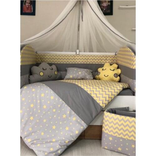 Figured Yellow Baby Sleep Set 11 Piece Cotton made of cloth