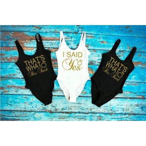 Personalize glitter i said yes wedding bride bikinis Bathing Suits Honeymoon Bachelorette Swimwear Swimsuit Bridesmaid gifts
