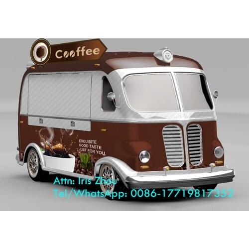 Mini vintage electric coffee cart bus food truck, mobile coffee vending cart for sale