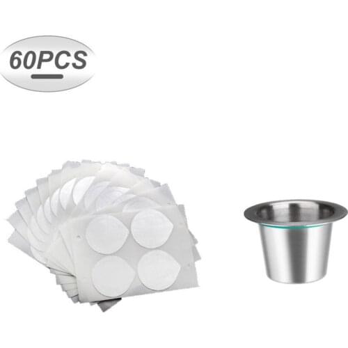 Reusable Coffee Filter Capsule For Nespresso Coffee Machine Maker Refillable Empty Coffee Capsule Pod With 60Pcs Aluminum Seals
