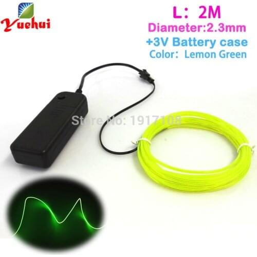 Fashion 2Meter 2.3mm 10 colors EL wire Rope Cable Lights Neon Thread Powered by2-AA Batteries Event Party Supplies