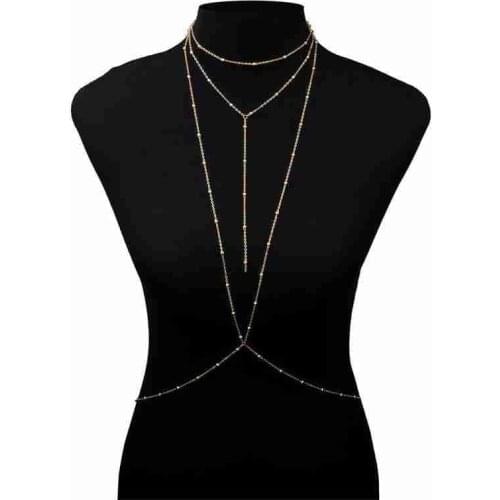 Fashion Sexy Personality Bikini Bra Body Chain Womens Body Ball Chain Jewelry Beach Sexy Simple Chain Bikini Accessories