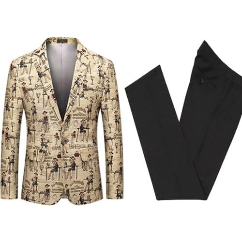 2020 New Arrival Printed Suits Mens Suits For Wedding Formal Business Suits Party Suits Dinner Suit 2 Pieces Suits(Jacket+Pants)