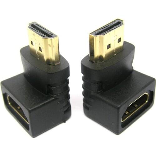 Wholesale 100Pcs/lot 90 or 270 Degree Right Angle Gold Plated HDMI-compatible Adapter A type Male to Female for 1080p 3D TV HDTV
