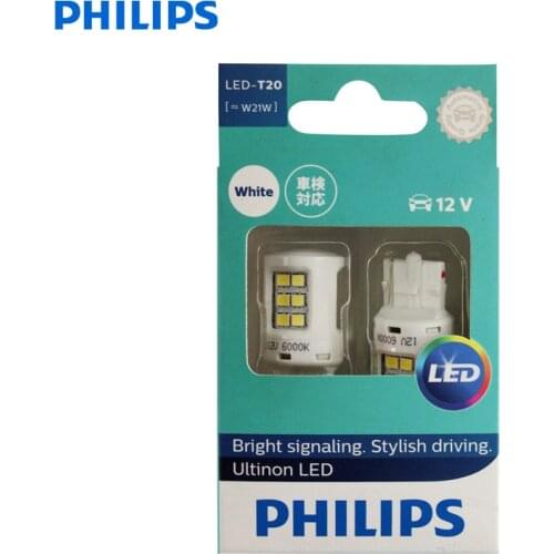 Philips Ultinon LED T20 W21W 7440 6000K Cool White LED Car Signal Lamp Stop & Tail Light Reverse Bulb 11065ULWX2 (Twin Pack)