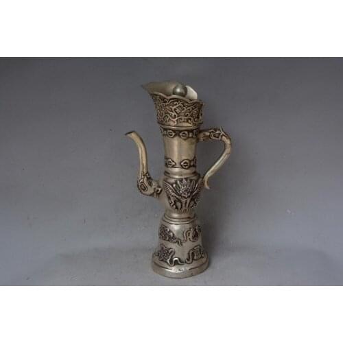 Rare Old Qing Dynasty silver teapot,Dragon,Old China, #05,free shipping